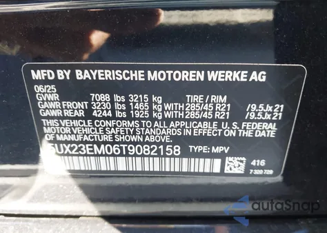2026 BMW X7 xDrive40I z USA, uszkodzony, nr VIN 5UX23EM06T9082158